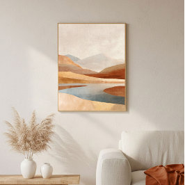 Terracotta Desert Lake Art Neutral for Living Room ポスター