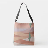 Terracotta Desert Sunset Boho Geometric Cacti Tote クロスボディバッグ (裏面)