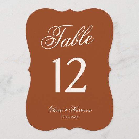 Terracotta Die Cut Wedding Table Number 招待状 (正面)