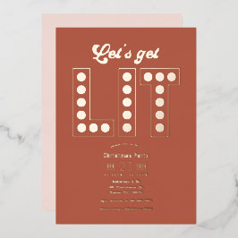 Terracotta Dream Get Lit Retro Christmas Party 箔招待状