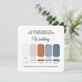 Terracotta Dusty Blue Wedding Color Palette Card 招待状 (スタンド正面)