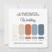 Terracotta Dusty Blue Wedding Color Palette Card 招待状 (裏面)