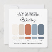 Terracotta Dusty Blue Wedding Color Palette Card 招待状 (正面)