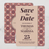 Terracotta & Dusty Rose Art Deco Save the Date QR (正面/裏面)
