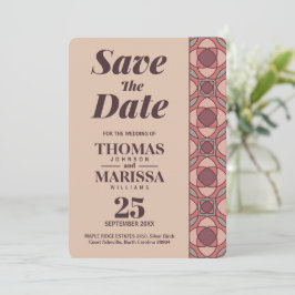 Terracotta & Dusty Rose Art Deco Save the Date QR