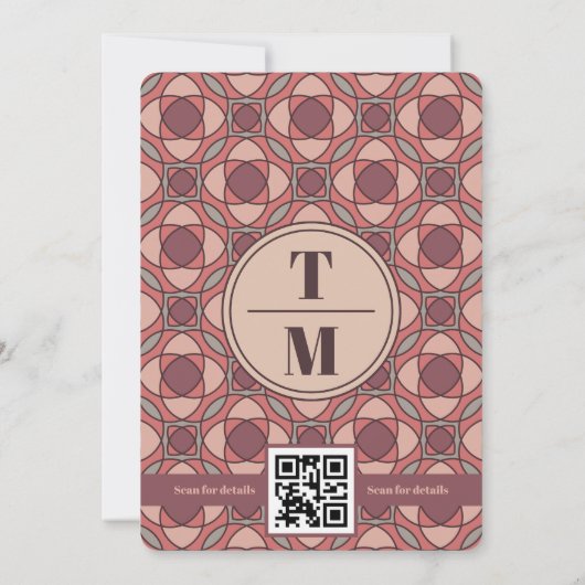 Terracotta & Dusty Rose Art Deco Save the Date QR (裏面)