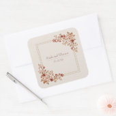 Terracotta Dusty Rose Gold Square Frame Wedding スクエアシール (封筒)