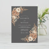 Terracotta Earthy Blossom Wedding 招待状 (スタンド正面)