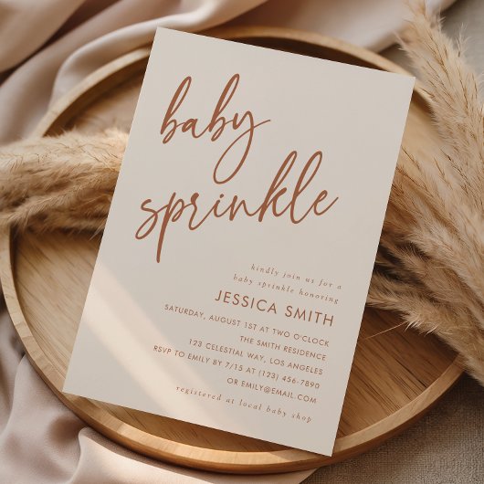 Terracotta Elegant Minimal Baby Sprinkle 招待状