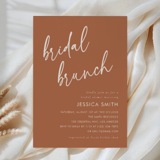 Terracotta Elegant Minimalist Bridal Brunch 招待状