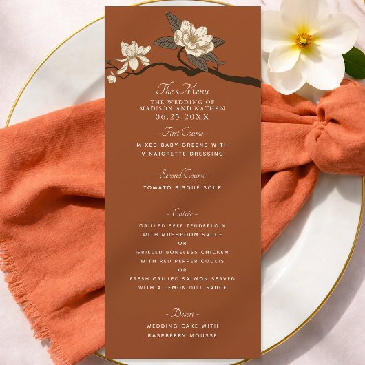 Terracotta Elegant Vintage Magnolia Wedding メニュー