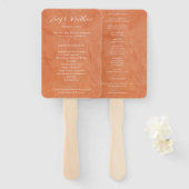 Terracotta Eucalyptus Burgundy Orange Floral ハンドファン (正面&裏面)