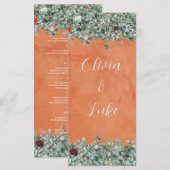 Terracotta Eucalyptus Burgundy Orange Floral メニュー (正面/裏面)