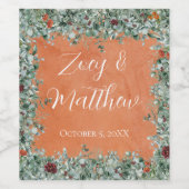 Terracotta Eucalyptus Burgundy Orange Floral ワインラベル (シングルラベル)