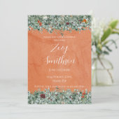 Terracotta Eucalyptus Burgundy Orange Floral 招待状 (スタンド正面)