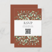 Terracotta Eucalyptus QR Code Wedding RSVP  エンクロージャーカード (正面/裏面)