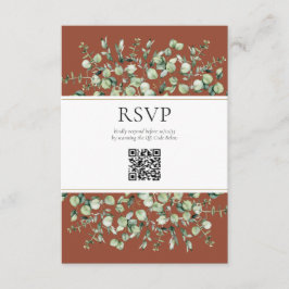Terracotta Eucalyptus QR Code Wedding RSVP  エンクロージャーカード
