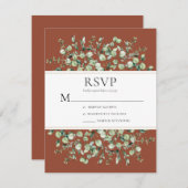 Terracotta Eucalyptus Wedding 出欠カード (正面/裏面)
