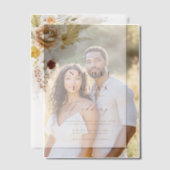 Terracotta Fall Autumn Boho Pampas Grass Wedding ベラム紙招待状 (オフセット (カップル))