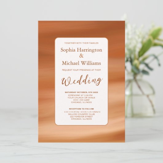 Terracotta Fall Autumn Wedding Invite QR Code  招待状 (スタンド正面)