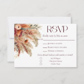 Terracotta Fall Dried Florals Pampas Grass Meals 出欠カード (正面)