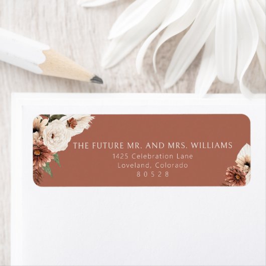 Terracotta Fall Wedding Return Address ラベル (インサイチュ)