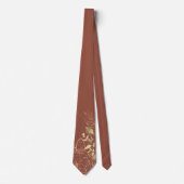 Terracotta & Faux Gold Peony Modern Floral Wedding ネクタイ (正面)