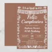 Terracotta Feliz Cumpleaños 40th Birthday 招待状 (正面/裏面)