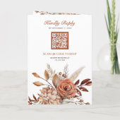 Terracotta Floral All in One QR Code Wedding 招待状 (裏面)