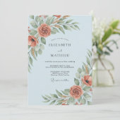 Terracotta Floral Autumn Flourish Wedding 招待状 (スタンド正面)