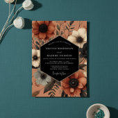 Terracotta Floral Autumn Romance Wedding 招待状