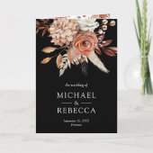 Terracotta Floral Black QR Code Wedding 招待状 (正面)