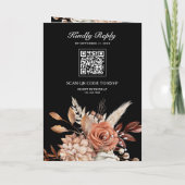 Terracotta Floral Black QR Code Wedding 招待状 (裏面)