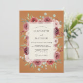 Terracotta Floral Bloom Wedding 招待状 (スタンド正面)