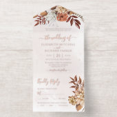 Terracotta Floral Boho Fall Foliage Wedding オールインワン招待状 (内側)
