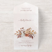 Terracotta Floral Boho Fall Foliage Wedding オールインワン招待状 (外側)