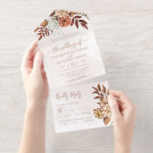 Terracotta Floral Boho Fall Foliage Wedding オールインワン招待状 (切り取り部)