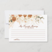 Terracotta Floral Boho Memory of the Bride Game ノートカード (正面)
