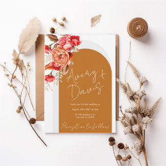 Terracotta Floral Boho Wedding Invite 招待状