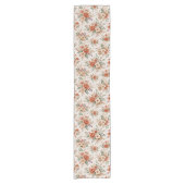 Terracotta Floral Bouquet Botanical Pattern ショートテーブルランナー (正面)
