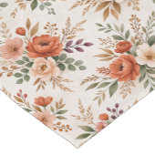 Terracotta Floral Bouquet Botanical Pattern ショートテーブルランナー (コーナー)