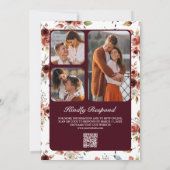 Terracotta Floral Burgundy QR Code Wedding 招待状 (裏面)