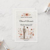Terracotta Floral & Couple Illustration Wedding カード (正面/裏面インサイチュ)
