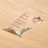 Terracotta Floral Desert Cactus Bridal Shower アクリル招待状 (レイダウン)