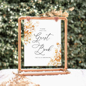 Terracotta Floral Elegant Guest Book Wedding Table 台座サイン