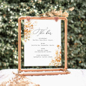 Terracotta Floral Elegant Wedding Bar Menu 台座サイン