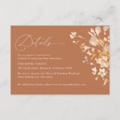 Terracotta Floral Elegant Wedding Details Hotel エンクロージャーカード (正面)