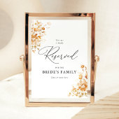 Terracotta Floral Elegant Wedding Reserved Sign ポスター