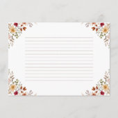 Terracotta Floral Fall Bridal Shower Recipe Card エンクロージャーカード (裏面)