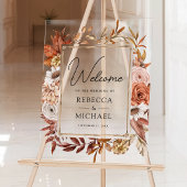 Terracotta Floral Frame Wedding Welcome アクリルサイン